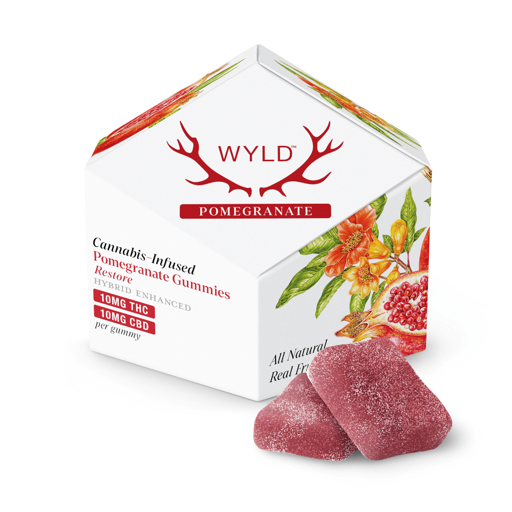 Pomegranate 1:1 CBD + Hybrid Enhanced Gummies (100mg THC:100mg CBD)