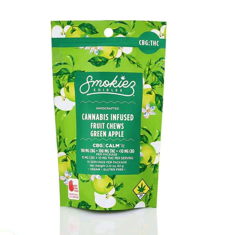 Green Apple 100mg CBG : 100mg THC Fruit Chews - CA