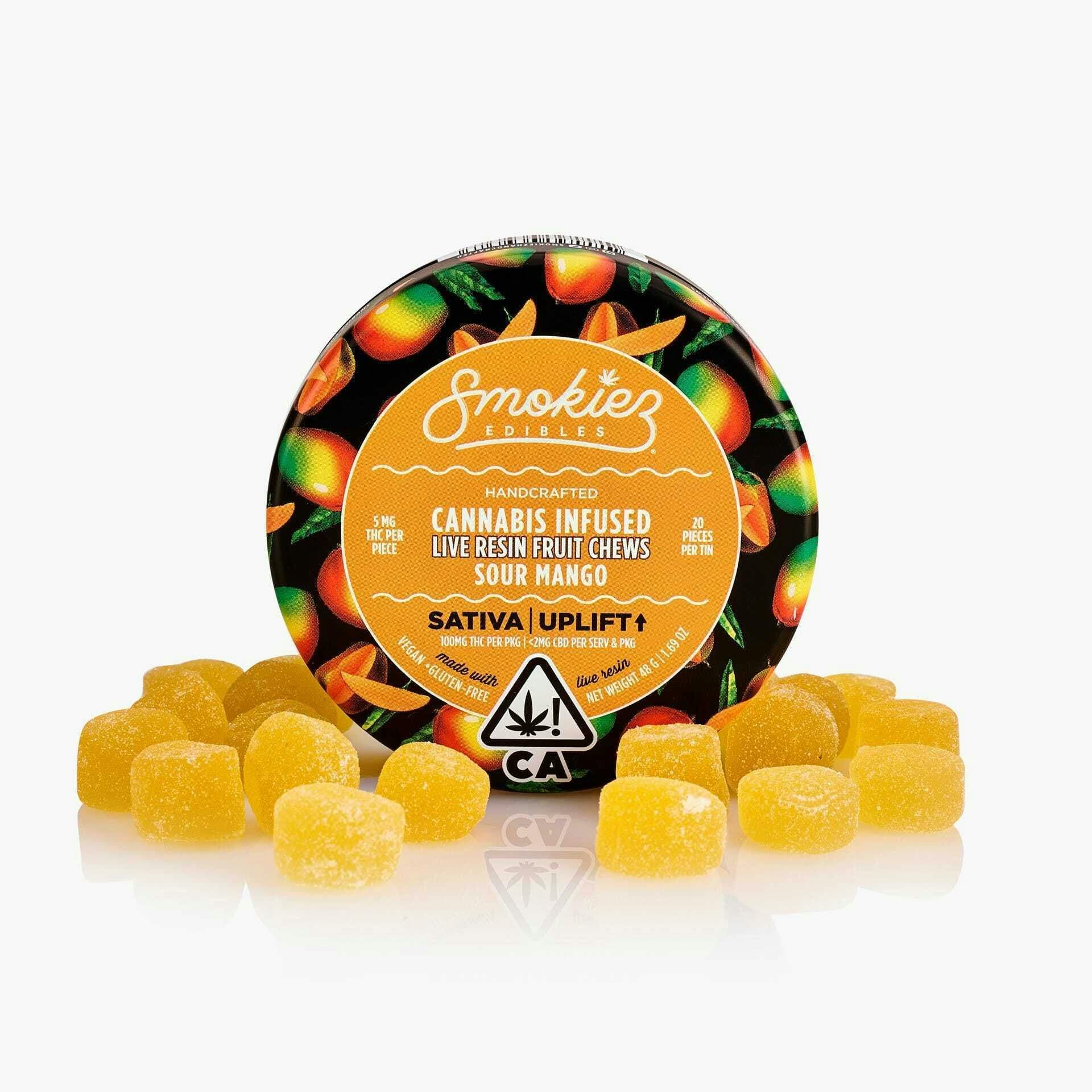 Sour Mango Sativa 100mg THC Live Resin Fruit Chews - CA