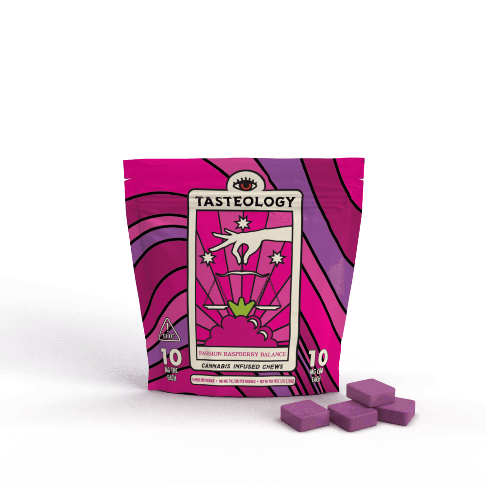 Passion Raspberry 1:1 (CBD:THC) Fruit Chews (100mg) 10pk